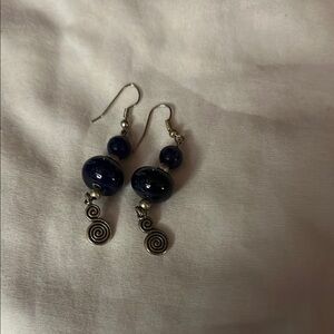 Elegant Blue and Silver Swirl Earrings